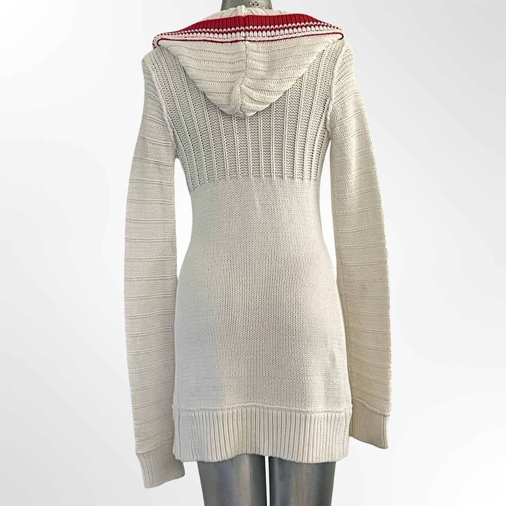 Moda International White and Red Hooded Cardigan in Small - Picture 3 of 11